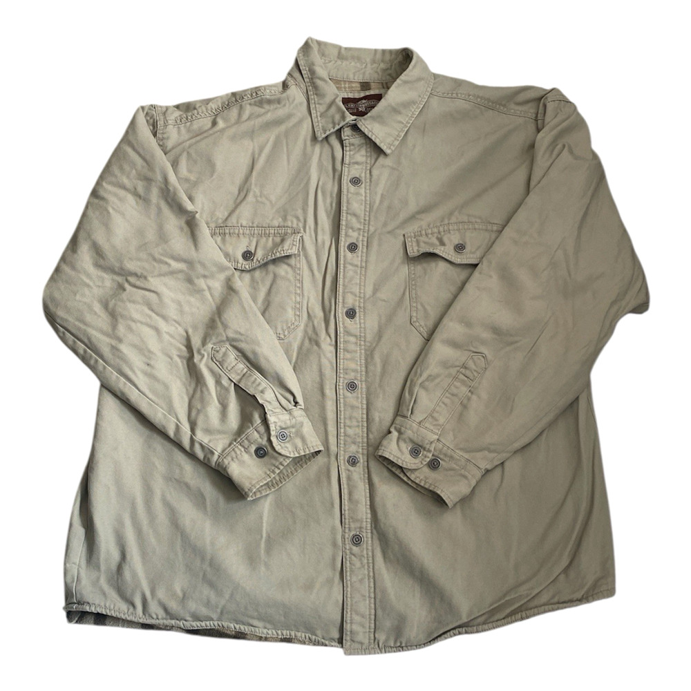 Levi Strauss Beige Fleece Lined Jacket Shacket Button Down Men XXL Chore Barn